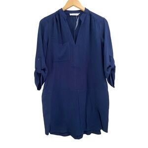 NEW Lush Women's Navy Blue V-Neck Tunic Shift Dress XS